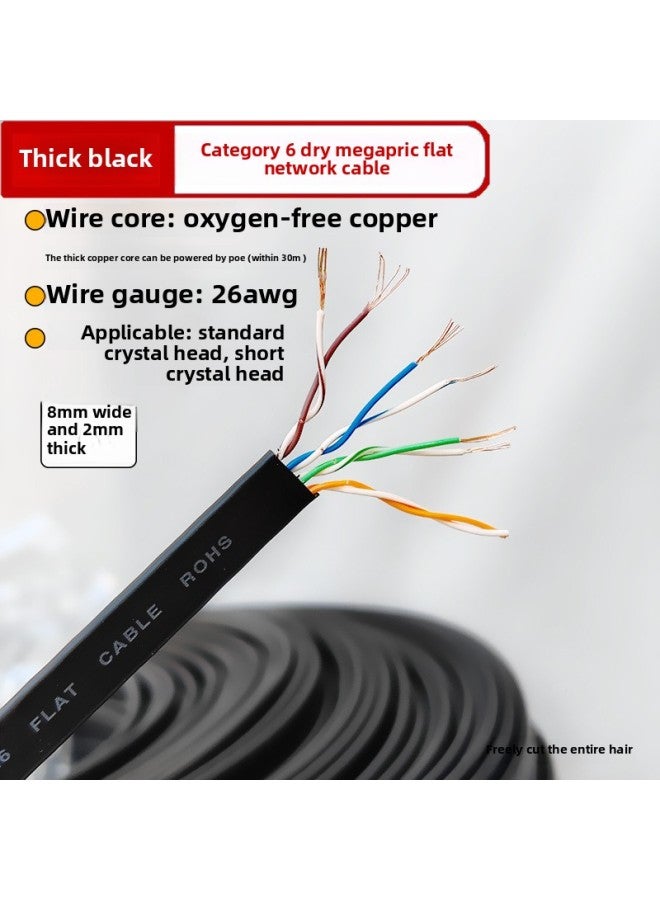 Sanze Six Pure Copper Flat Network Cable Bulk Sale Gigabit CAT.6/8 Core Double Twisted Network Cable Bold 100/500 M-Color:Category 6 Flat Network Cable Oxygen-free Copper Core 32awg Thin Blue-Line Length:10 M - Image 3